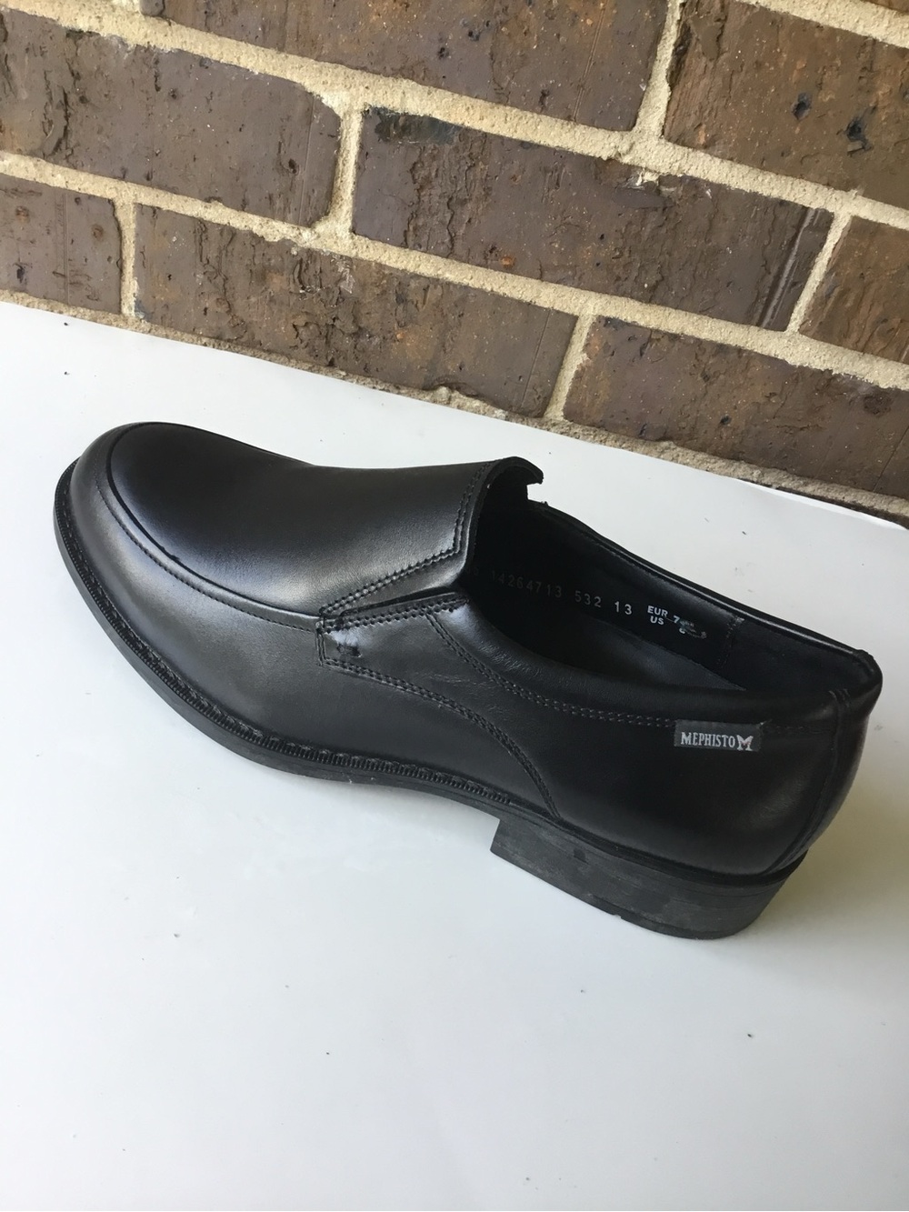 Mephisto Black Leather Slip-On Loafer